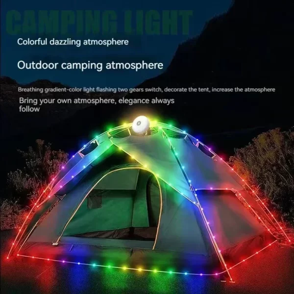 10M Waterproof Recyclable LED Camping Light Strip 4-in-1 Multi-Purpose Outdoor Atmosphere Lamp for Tent Garden Room Decoration - Image 5