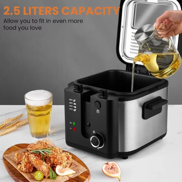 Electric Deep Fryer with Basket,Adjustable Temperature Frying Pot for Home Use,Removable Lid and 2.5L Non-Stick Inner Pot Easy t - Image 4