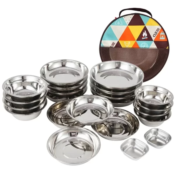 Camp Cooking Portable Dining Plate Set of 17/22 Outdoor Camping Tableware Self driving BBQ Plate Home Soup Pot Bowl Plate Set