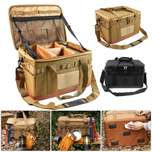 30L Camping Cooking Utensil Organizer Large Capacity Car Trunk Storage Bag Detachable Multifunctional Camping Stove Storage Case - Image 2