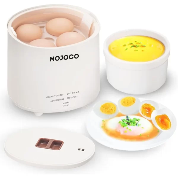 Rapid Egg Cooker - Mini Cooker for Steamed, Hard Boiled, Soft Boiled Eggs and Onsen Tamago -Electric Egg Boiler for Home Kitchen