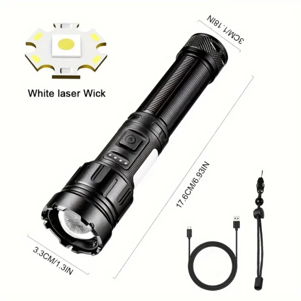 Rechargeable LED flashlight, 7- high brightness flashlight, COB work light, handheld flashlight, suitable for emergency situatio - Image 7