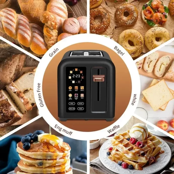 Toaster 2 Slice, Stainless Toaster LCD Display&Touch Button, 50% Faster Heating Speed, 1.4'' Wide Slots Toaster - Image 4