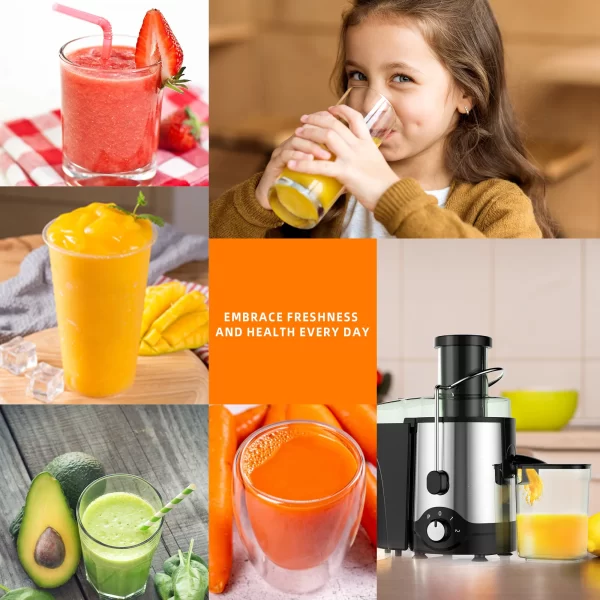 VAVSEA 600W Juicer Machine, Anti-Drip Centrifugal Juice Extractor with 3-Inch Feed Chute for Whole Fruits & Vegetables, BPA-Free - Image 5