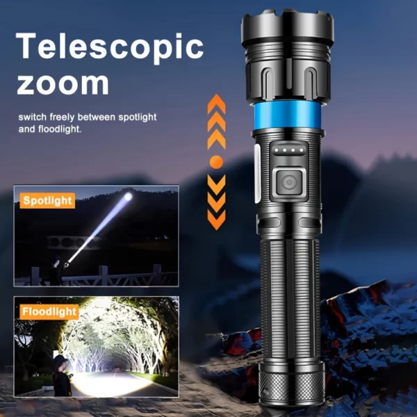 Rechargeable LED flashlight, 7- high brightness flashlight, COB work light, handheld flashlight, suitable for emergency situatio - Image 3