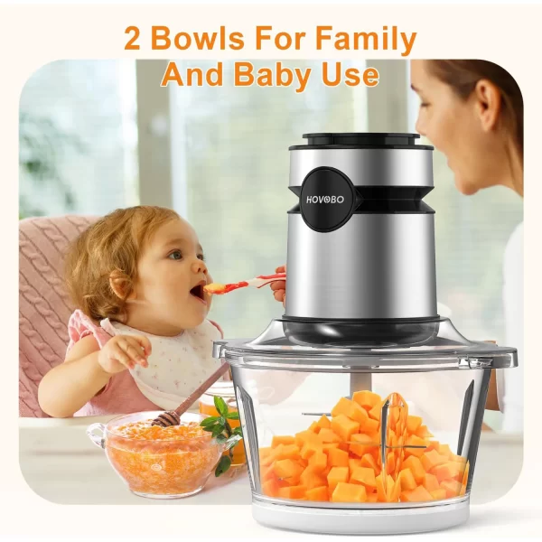 500W Electric Food Processor, Glass Bowl Multifunctional Vegetable Food Chopper, Kitchen Utensils - Image 3