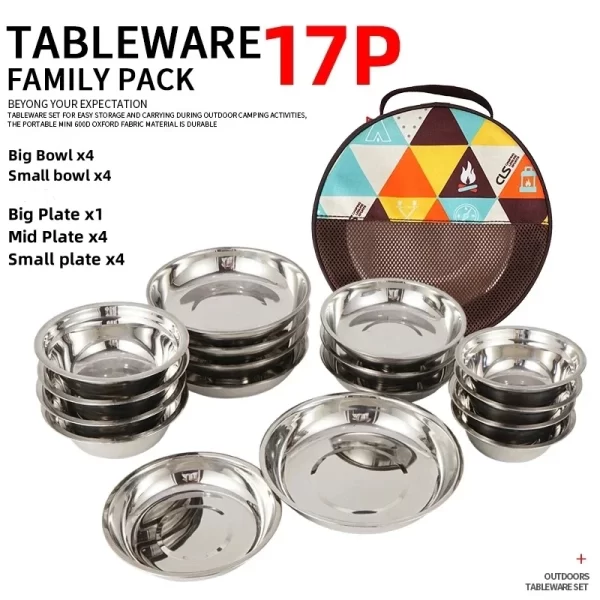 Camp Cooking Portable Dining Plate Set of 17/22 Outdoor Camping Tableware Self driving BBQ Plate Home Soup Pot Bowl Plate Set - Image 7