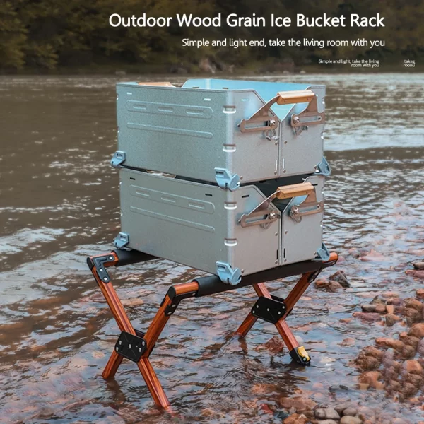 Folding Cooler Stand Aluminum Alloy Foldable Ice Bucket Rack Multipurpose Outdoor Camping Picnic Storage Holder Hanging Rack - Image 4