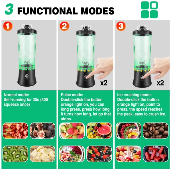 600ml Portable Mini Blender,USB Rechargeable Small Smoothie Blender,Large Capacity Travel Blender Portable Smoothies,Blends Ice - Image 5