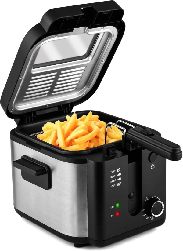 Electric Deep Fryer with Basket,Adjustable Temperature Frying Pot for Home Use,Removable Lid and 2.5L Non-Stick Inner Pot Easy t