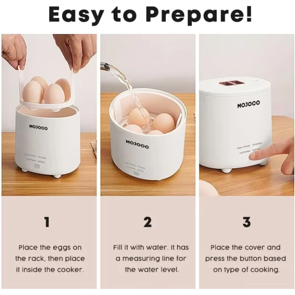 Rapid Egg Cooker - Mini Cooker for Steamed, Hard Boiled, Soft Boiled Eggs and Onsen Tamago -Electric Egg Boiler for Home Kitchen - Image 5