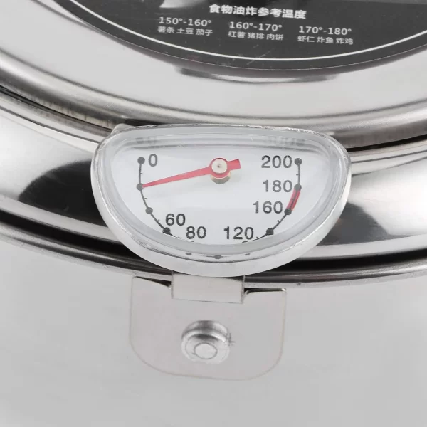 Enhanced Premium Quality Small Japanese Stainless Steel Tempura Frying Pot with Convenient Thermometer and Lid - Complete Deep F - Image 3
