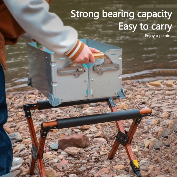 Folding Cooler Stand Aluminum Alloy Foldable Ice Bucket Rack Multipurpose Outdoor Camping Picnic Storage Holder Hanging Rack - Image 2