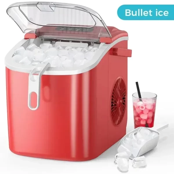 COWSAR Bullet Ice Maker Countertop with Self-Cleaning, 26.5lbs/24Hrs, 6 Mins/9 Pcs Bullet Ice, Portable Ice Maker - Image 11