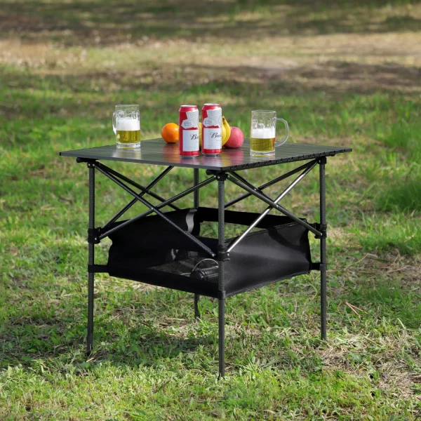 Set of 3, Folding Outdoor Table and Chairs Set for Indoor, Outdoor Camping, Picnics, Beach,Backyard, BBQ, Party, Patio, Black/Gr - Image 2