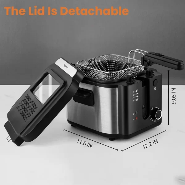 Electric Deep Fryer with Basket,Adjustable Temperature Frying Pot for Home Use,Removable Lid and 2.5L Non-Stick Inner Pot Easy t - Image 6