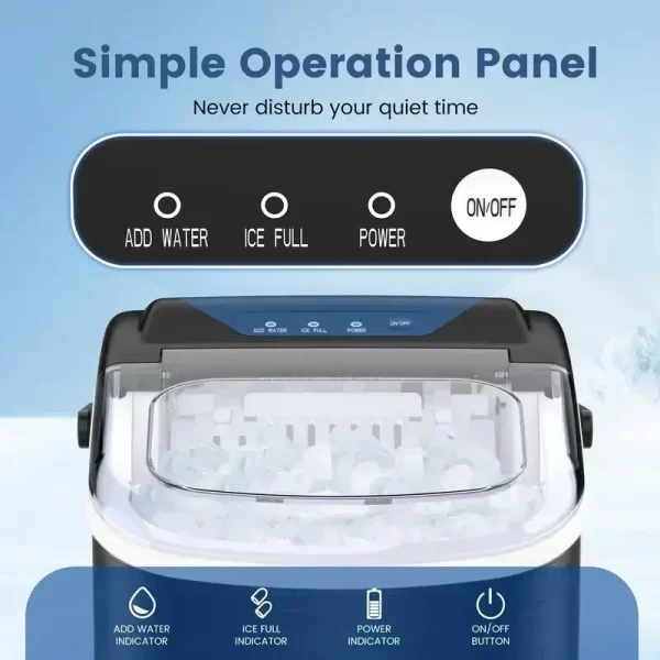 COWSAR Bullet Ice Maker Countertop with Self-Cleaning, 26.5lbs/24Hrs, 6 Mins/9 Pcs Bullet Ice, Portable Ice Maker - Image 3