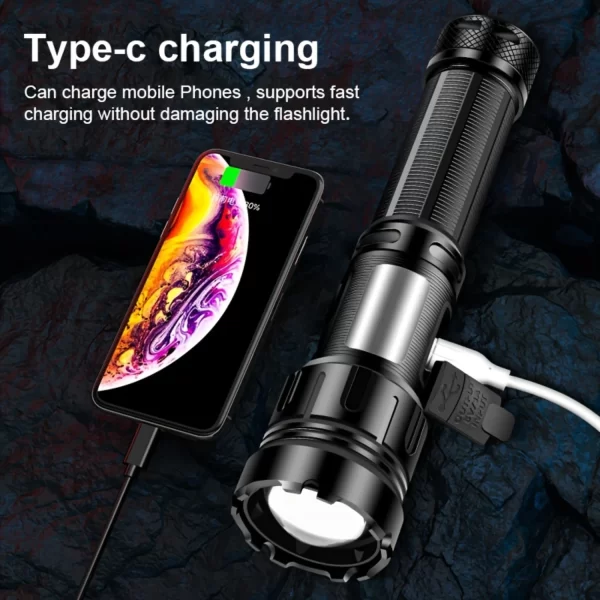 Rechargeable LED flashlight, 7- high brightness flashlight, COB work light, handheld flashlight, suitable for emergency situatio - Image 4