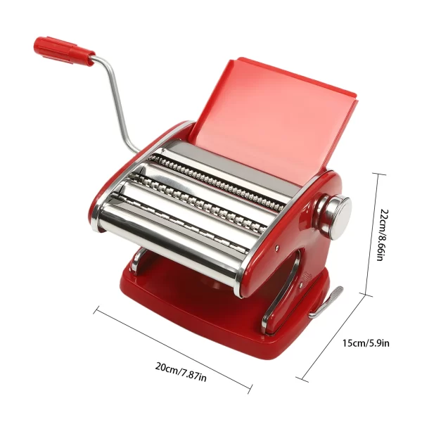 Manual Pasta Maker Machine Stainless Steel Thickness Settings Suction Cup with 6 Adjustable Red - Image 6