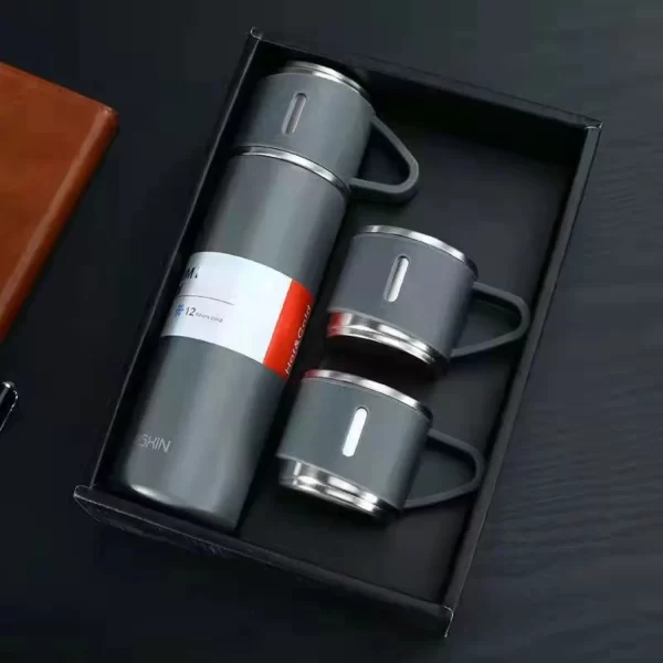 500ml Business Style Stainless Steel Vacuum Flask 3cup Lids Thermos Bottle Gift Set Outdoor Hot Water Thermal Insulation Cup - Image 5