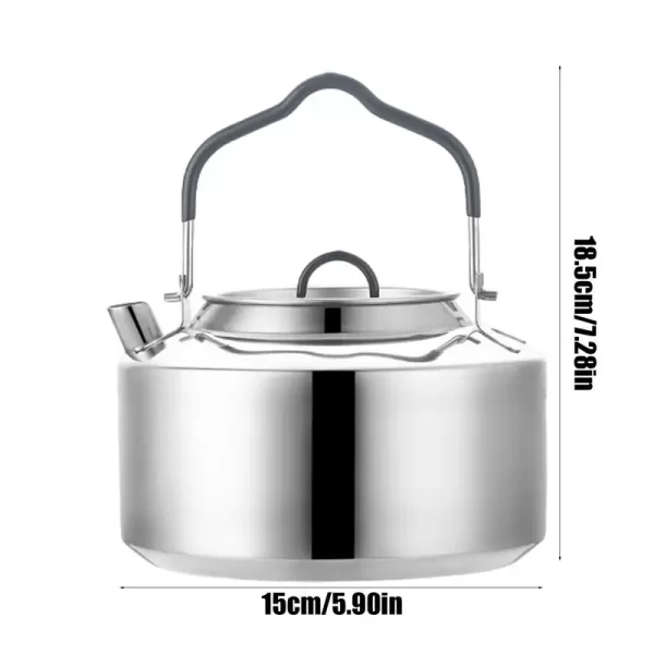 Portable Stainless Steel Tea Kettle Outdoor Camping Teapot Kettle Coffee Pot 1.2L Capacity Water Kettle Hiking Picnic Tableware - Image 6