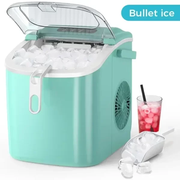 COWSAR Bullet Ice Maker Countertop with Self-Cleaning, 26.5lbs/24Hrs, 6 Mins/9 Pcs Bullet Ice, Portable Ice Maker - Image 12