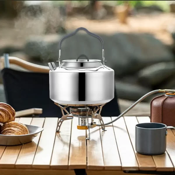 Portable Stainless Steel Tea Kettle Outdoor Camping Teapot Kettle Coffee Pot 1.2L Capacity Water Kettle Hiking Picnic Tableware - Image 5