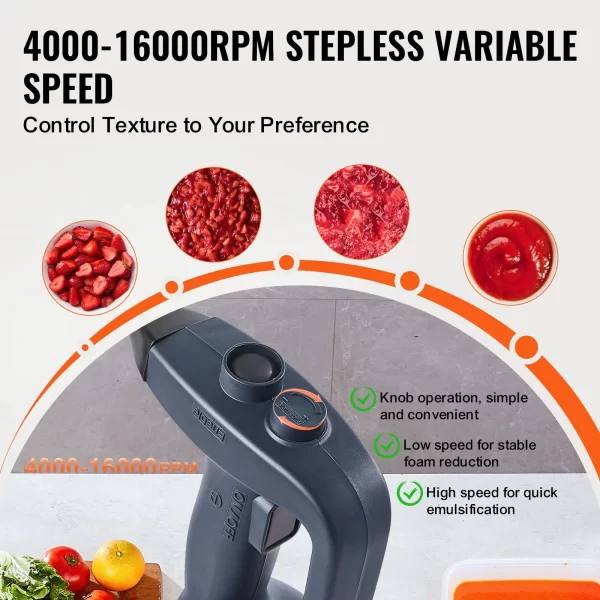 VEVOR Commercial Immersion Blender 350W Heavy Duty Handheld Mixer Fixed/ Variable Speed for Kitchen Soup Sauces Baby Food - Image 3