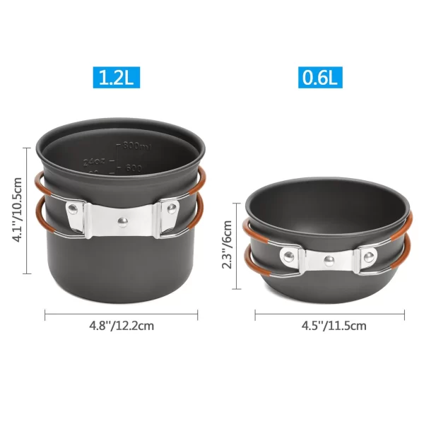 Camping Cooking Set Camping Cookware Camping Pot and Pan Camping Cookware Portable Mess Kit Camping Pot and Pans Cooking Set - Image 6