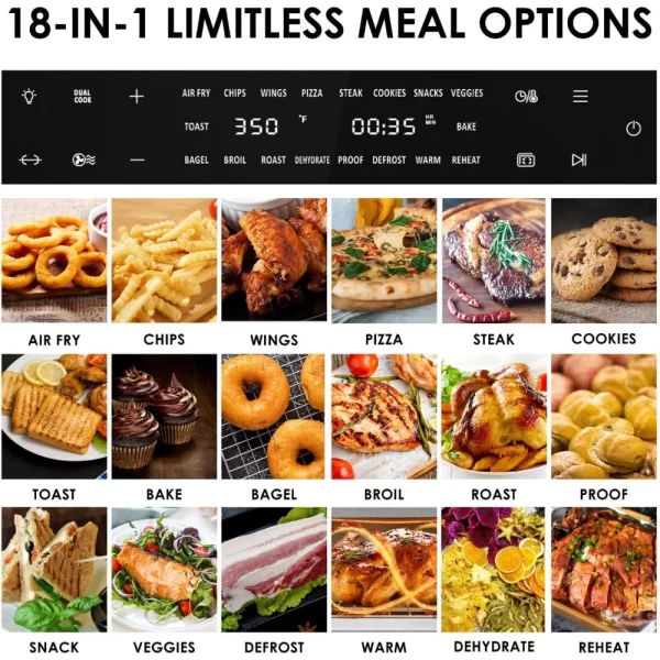 32 QT Extra Large Toaster Oven Air Fryer Combo, 18-in-1 Convection Toaster Oven Countertop with Baking, Dehydrate and Rotisserie - Image 4