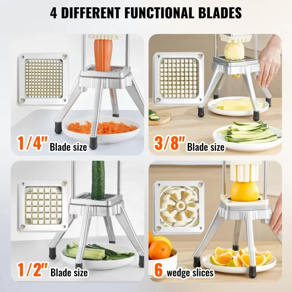 VEVOR Commercial Chopper with 4 Replacement Blades Commercial Vegetable Chopper Stainless Steel for Restaurants & Home Kitchen - Image 3