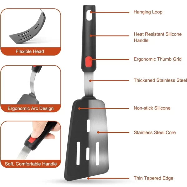 Silicone Spatula for Non Stick Pots High-temperature Resistant  High Quality Stir Spring Steel Fry Spatula tool Kitchen Utensils - Image 3