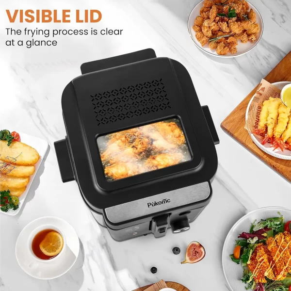 Electric Deep Fryer with Basket,Adjustable Temperature Frying Pot for Home Use,Removable Lid and 2.5L Non-Stick Inner Pot Easy t - Image 3