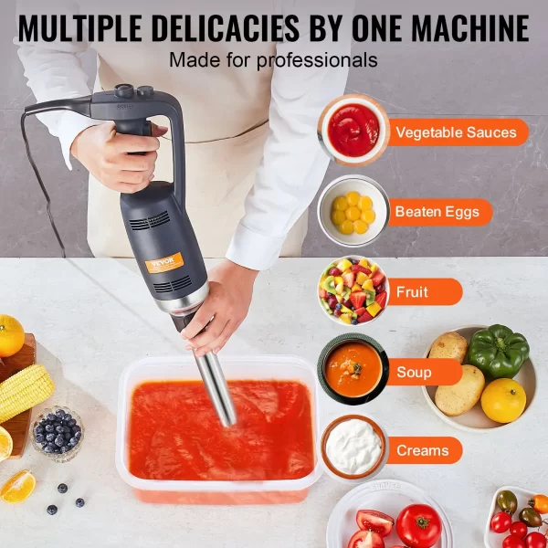VEVOR Commercial Immersion Blender 350W Heavy Duty Handheld Mixer Fixed/ Variable Speed for Kitchen Soup Sauces Baby Food - Image 6