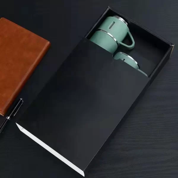 500ml Business Style Stainless Steel Vacuum Flask 3cup Lids Thermos Bottle Gift Set Outdoor Hot Water Thermal Insulation Cup - Image 2