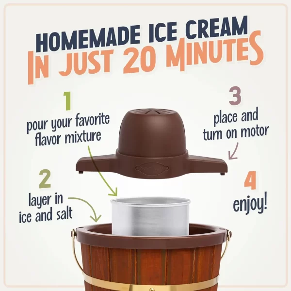 Electric Ice Cream Maker - Old Fashioned Soft Serve Ice Cream Machine Makes Frozen Yogurt or Gelato in Minutes - Fun Kitchen - Image 3
