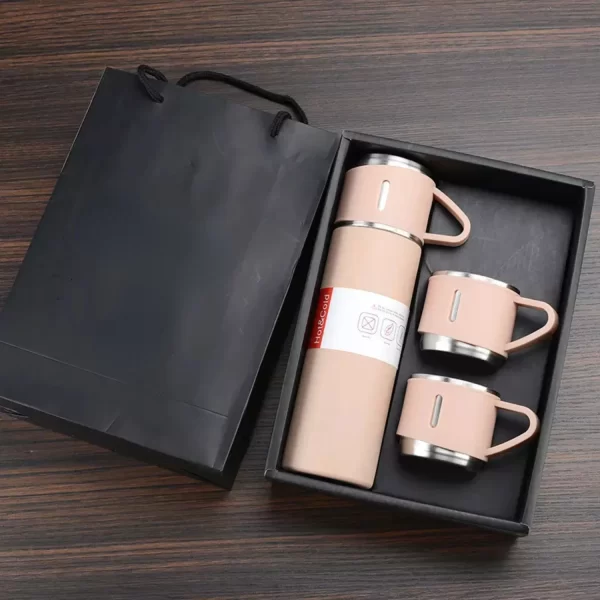 500ml Business Style Stainless Steel Vacuum Flask 3cup Lids Thermos Bottle Gift Set Outdoor Hot Water Thermal Insulation Cup - Image 3