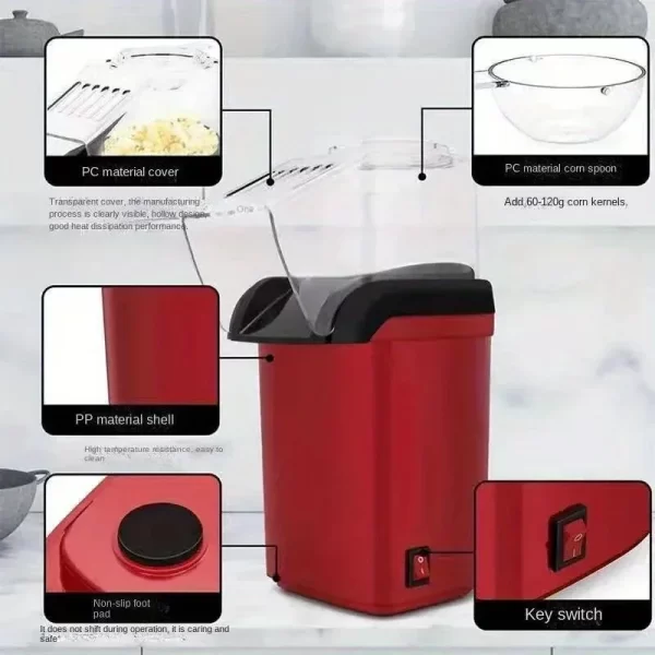 Popcorn Makers Mini Popcorn Machine Electric Household Appliance Machine Fully Automatic Popcorn Machine For Home Kitchen - Image 4