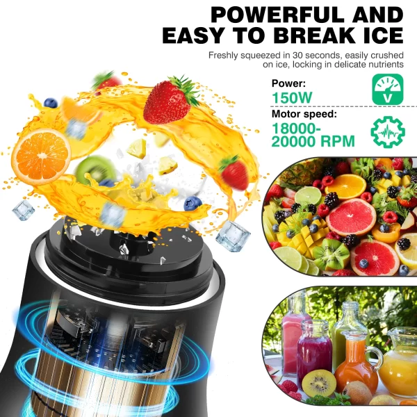 600ml Portable Mini Blender,USB Rechargeable Small Smoothie Blender,Large Capacity Travel Blender Portable Smoothies,Blends Ice - Image 4