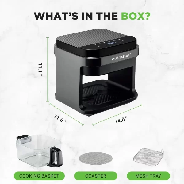 5.8 Quart Air Fryer 8-1 Preset Cook Modes Transparent Fry Bowl for Best Cooking Results Cook Shrimp, Steak, Fries, Wings - Image 6