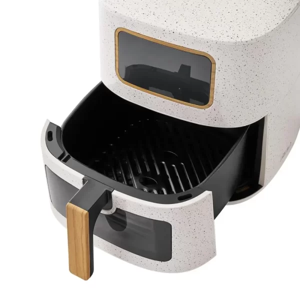 Digital Touch Air Fryer 5.8 Qt 6-in-1 1500W Power See-View Window Stainless Steel Linen Speckle Eco-Friendly Non-Stick Tray - Image 4