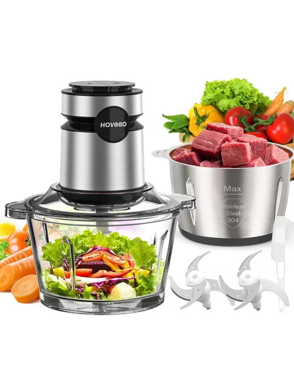 500W Electric Food Processor, Glass Bowl Multifunctional Vegetable Food Chopper, Kitchen Utensils - Image 7