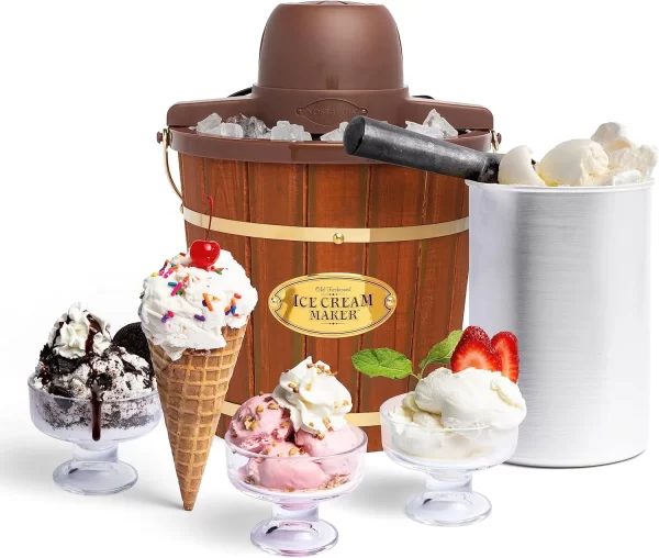 Electric Ice Cream Maker - Old Fashioned Soft Serve Ice Cream Machine Makes Frozen Yogurt or Gelato in Minutes - Fun Kitchen