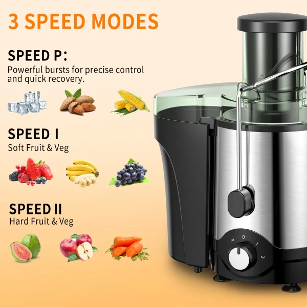VAVSEA 600W Juicer Machine, Anti-Drip Centrifugal Juice Extractor with 3-Inch Feed Chute for Whole Fruits & Vegetables, BPA-Free - Image 3