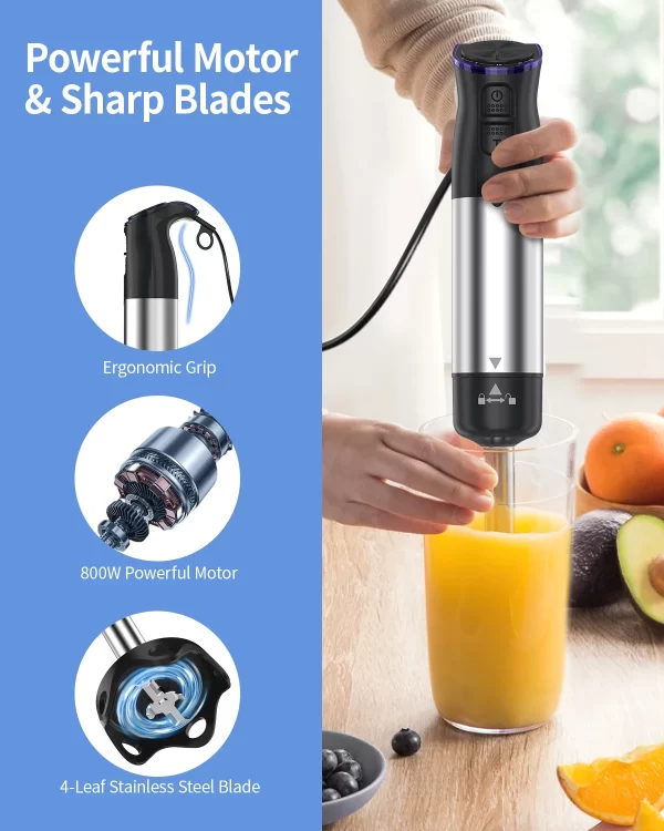 1000 Watt Handheld Electric Immersion Blender, 5 in 1 Kitchen Hand Blender for soups, smoothies, purees and baby food. - Image 5