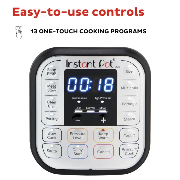 Instant Pot Duo 6-Quart 7-in-1 Electric Pressure Cooker with Easy-Release Steam Switch , Slow Cooker, Rice Cooker, Steamer - Image 6