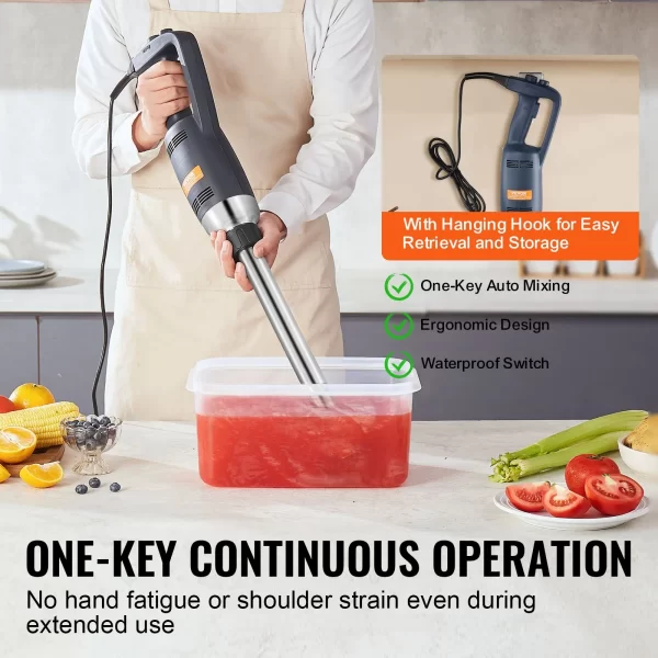 VEVOR Commercial Immersion Blender 350W Heavy Duty Handheld Mixer Fixed/ Variable Speed for Kitchen Soup Sauces Baby Food - Image 4