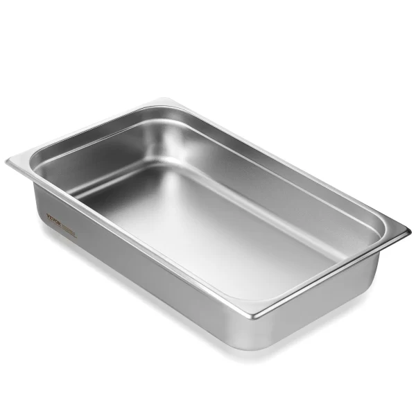 VEVOR 4 inch Buffet Chafing Dishes Gastronorm Pans Steam Table Pans Tray Stainless Steel Food Container for Party BBQ Baking