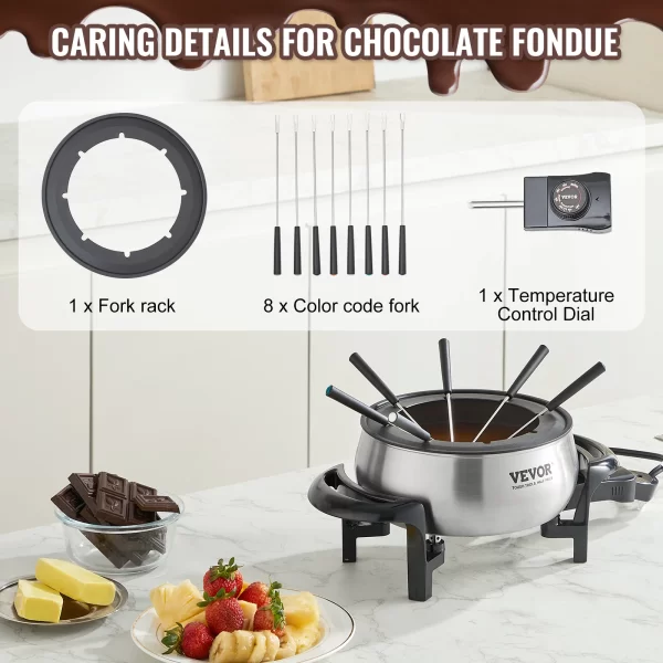 VEVOR 3Qt Electric Chocolate cascade Melting Pot Fondue Pot Set Cheese Melting Warmer Home Appliance for kitchen - Image 6