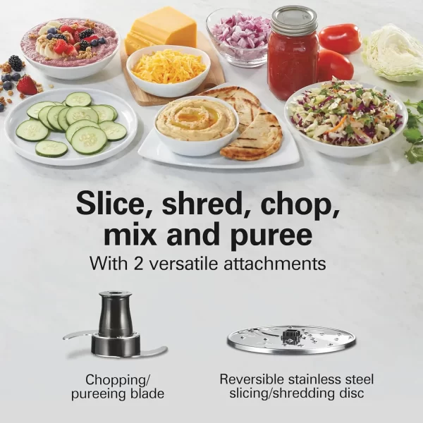Food Processor and Vegetable Chopper, BPA Free, Stainless Steel Blades, 12 Cup Bowl, 2-Speed 450 Watt Motor, Black (70725A) - Image 4